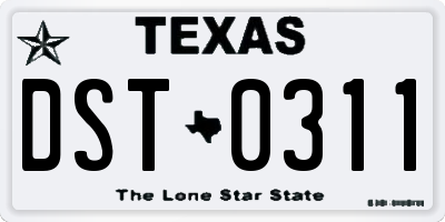 TX license plate DST0311