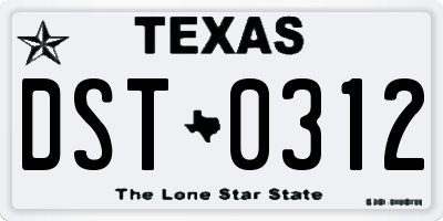 TX license plate DST0312