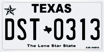 TX license plate DST0313