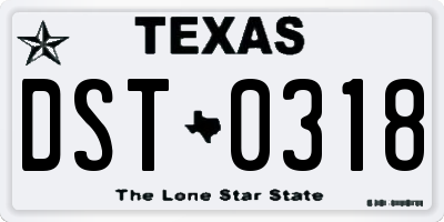 TX license plate DST0318