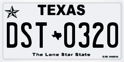 TX license plate DST0320