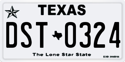 TX license plate DST0324
