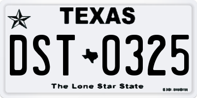 TX license plate DST0325