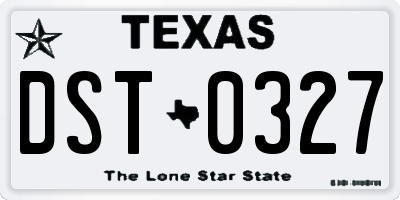TX license plate DST0327