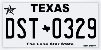 TX license plate DST0329
