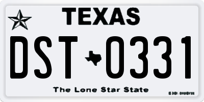 TX license plate DST0331