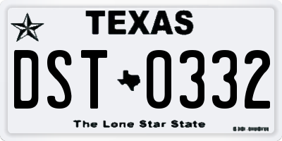 TX license plate DST0332