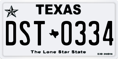 TX license plate DST0334