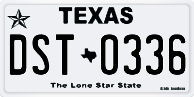 TX license plate DST0336