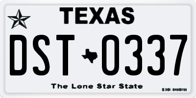 TX license plate DST0337