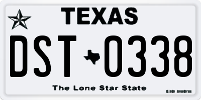 TX license plate DST0338