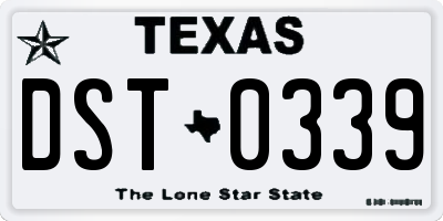 TX license plate DST0339