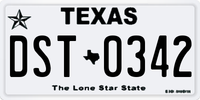 TX license plate DST0342