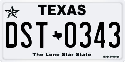 TX license plate DST0343