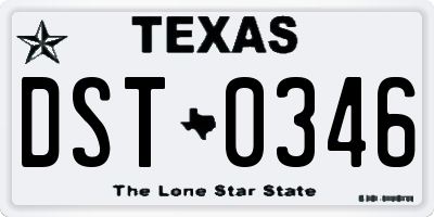 TX license plate DST0346