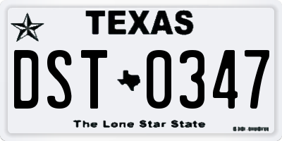 TX license plate DST0347
