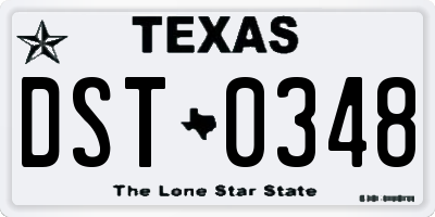 TX license plate DST0348