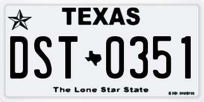 TX license plate DST0351