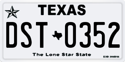 TX license plate DST0352
