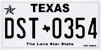 TX license plate DST0354