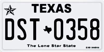 TX license plate DST0358