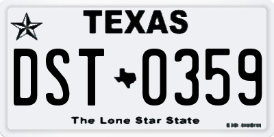 TX license plate DST0359