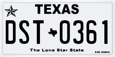 TX license plate DST0361