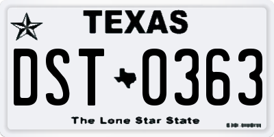 TX license plate DST0363