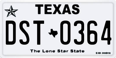 TX license plate DST0364