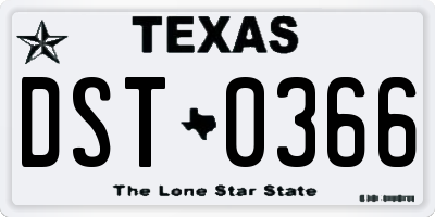 TX license plate DST0366