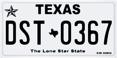 TX license plate DST0367