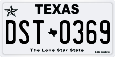 TX license plate DST0369