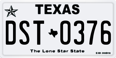 TX license plate DST0376