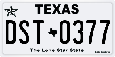 TX license plate DST0377