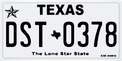 TX license plate DST0378