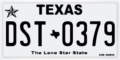TX license plate DST0379