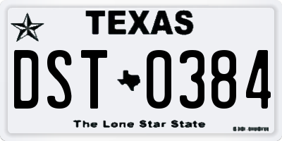 TX license plate DST0384