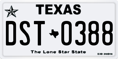 TX license plate DST0388