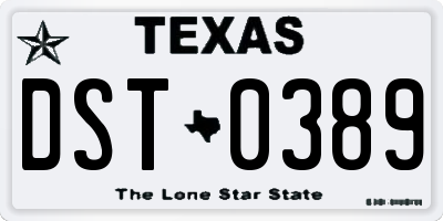TX license plate DST0389
