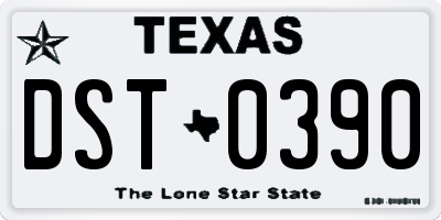 TX license plate DST0390