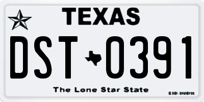 TX license plate DST0391