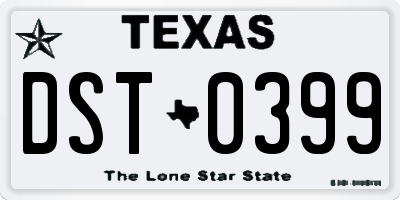 TX license plate DST0399