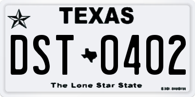 TX license plate DST0402