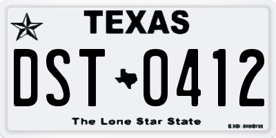 TX license plate DST0412