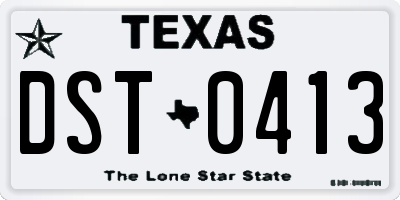 TX license plate DST0413