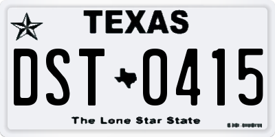 TX license plate DST0415