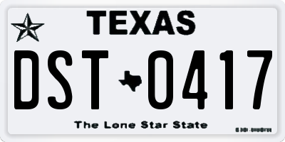 TX license plate DST0417