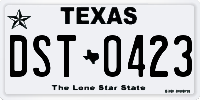TX license plate DST0423