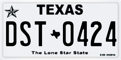 TX license plate DST0424