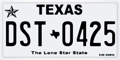 TX license plate DST0425